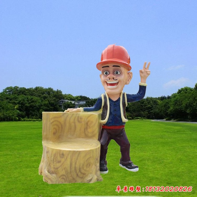 光頭強(qiáng)雕塑,玻璃鋼卡通人物雕塑