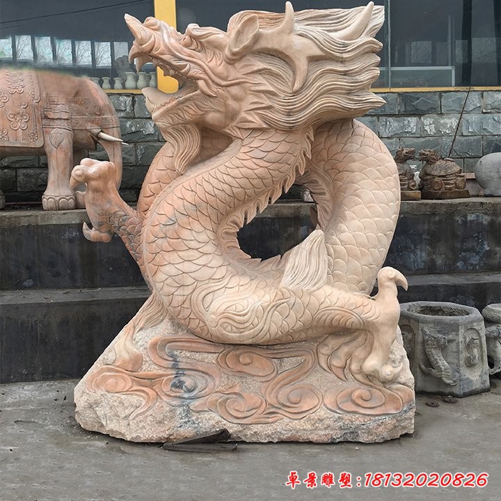 晚霞紅景區(qū)公園中國(guó)龍雕塑