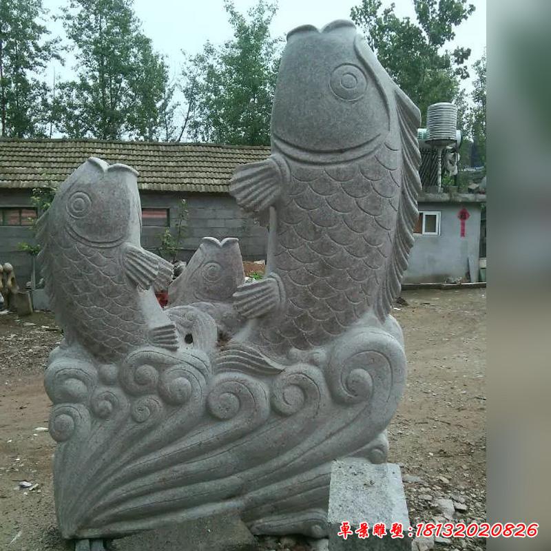 石雕魚，公園噴泉魚動(dòng)物雕塑 (3)