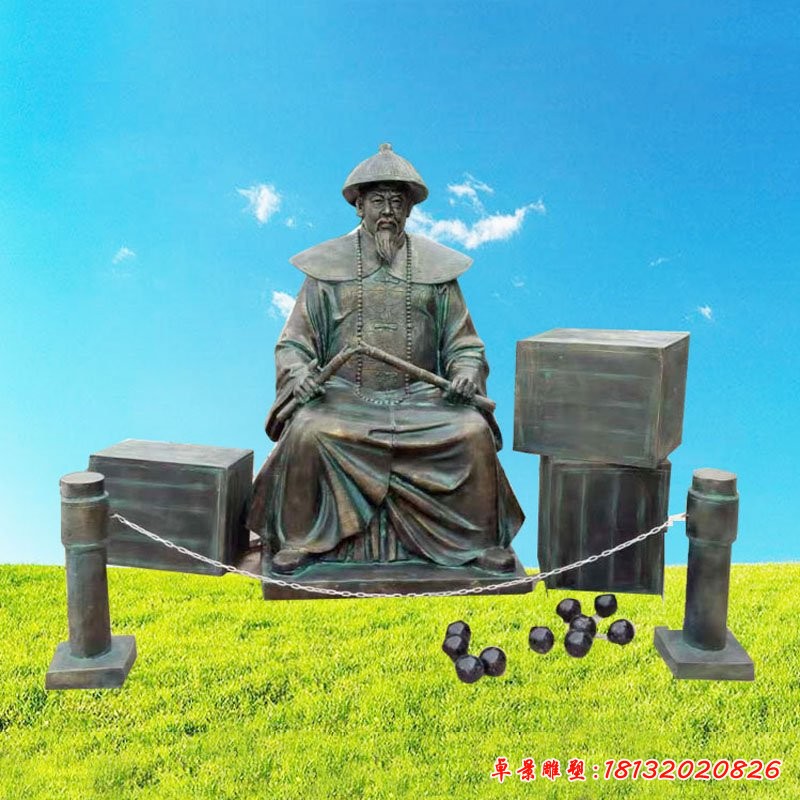 玻璃鋼仿銅人物雕塑，林則徐人物雕塑