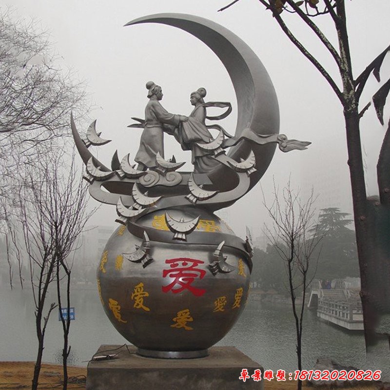 不銹鋼牛郎織女雕塑,公園不銹鋼雕塑