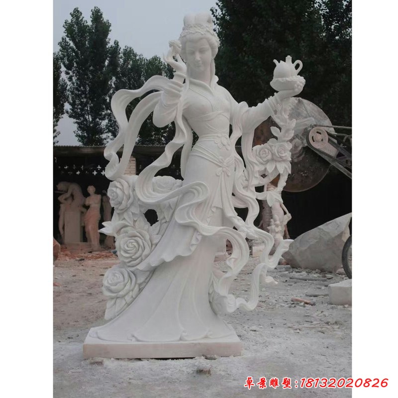漢白玉仙女雕塑,石雕天女散花
