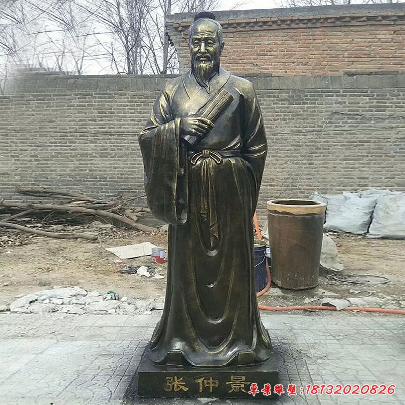 張仲景人物雕塑，玻璃鋼仿銅人物雕塑