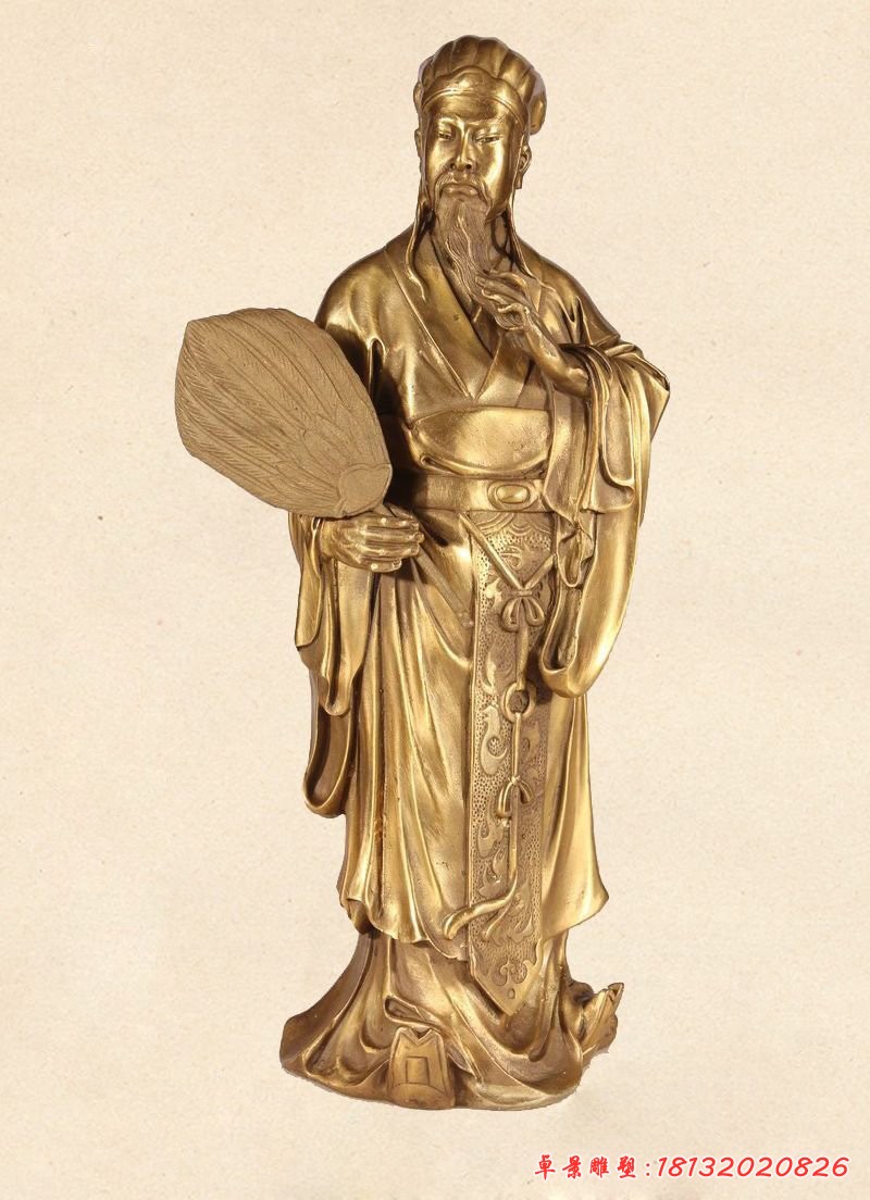 諸葛亮銅雕，古代名人銅雕
