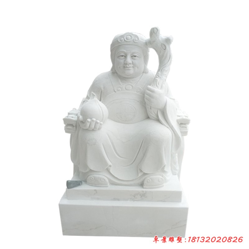 土地婆石雕，漢白玉神像