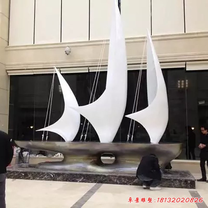 不銹鋼帆船雕塑，廣場帆船不銹鋼雕塑