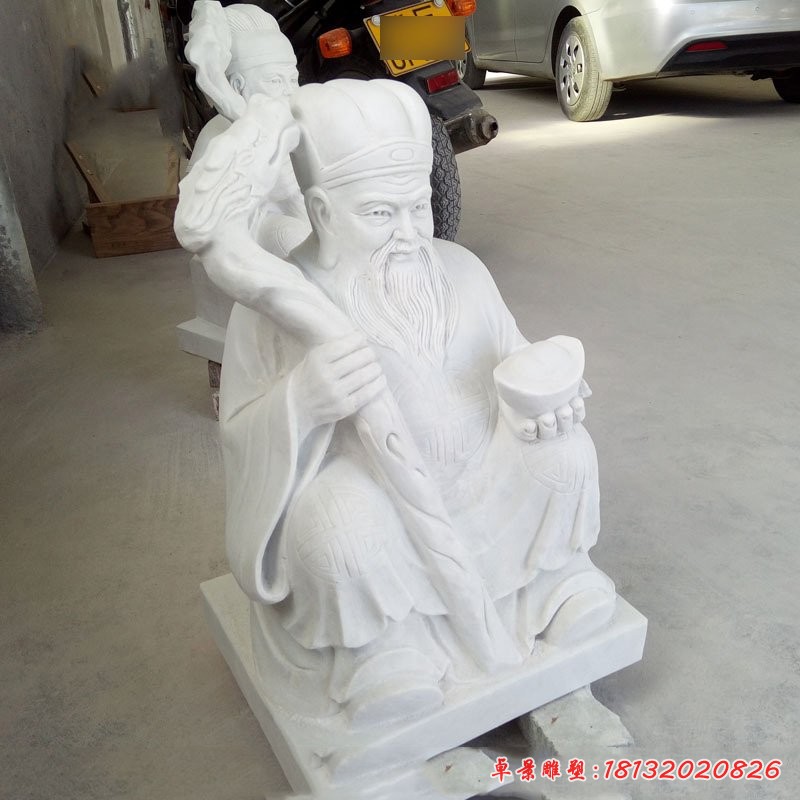 土地爺石雕，漢白玉神仙