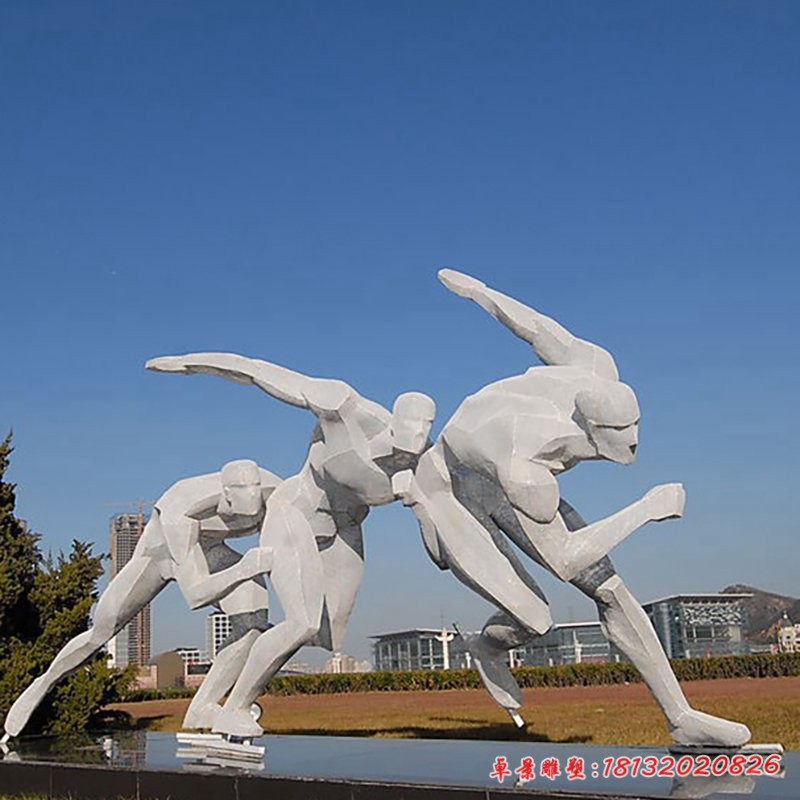 不銹鋼滑冰人物 廣場(chǎng)人物雕塑 (2)