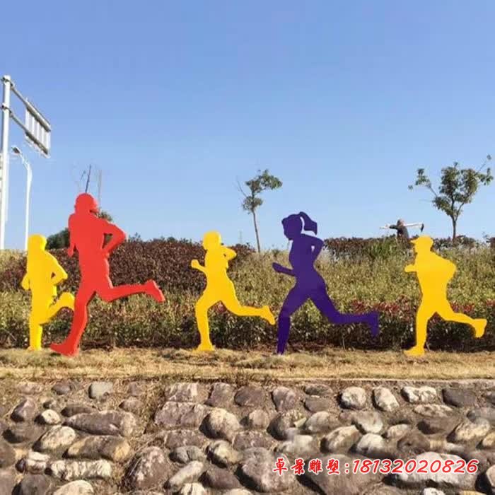 不銹鋼抽象跑步運(yùn)動(dòng)剪影人物雕塑