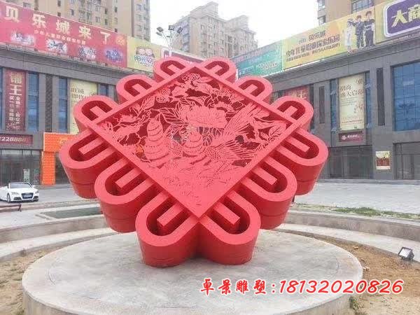 不銹鋼剪紙抽象中國結雕塑