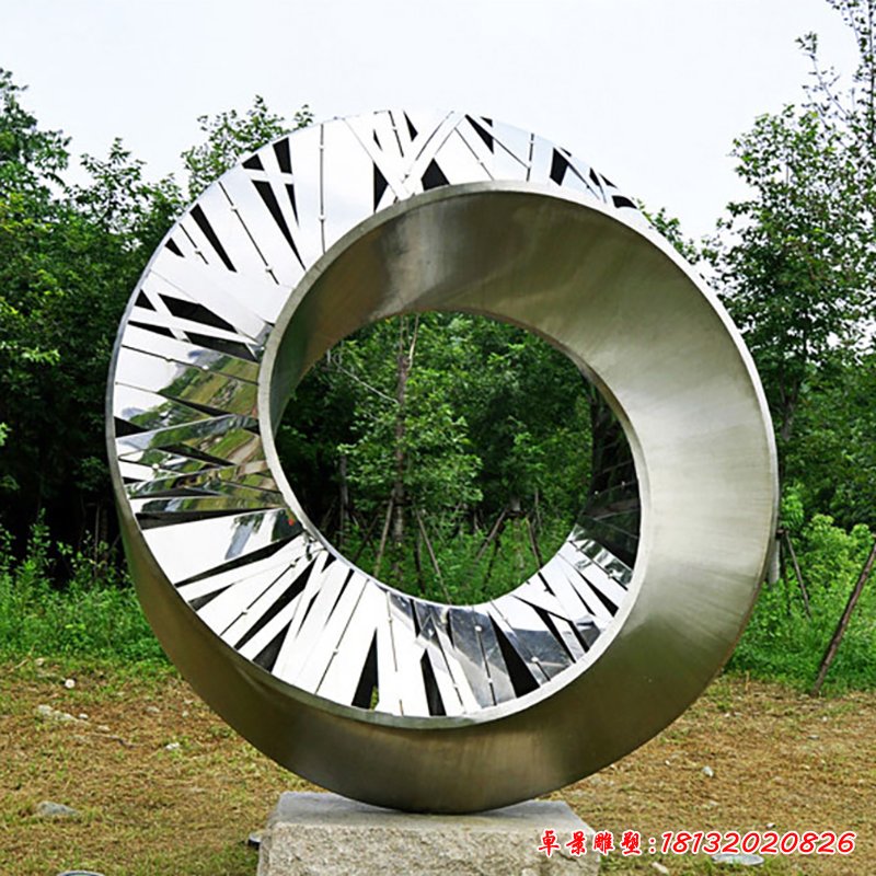 不銹鋼抽象圓環(huán)雕塑，廣場景觀擺件 (1)