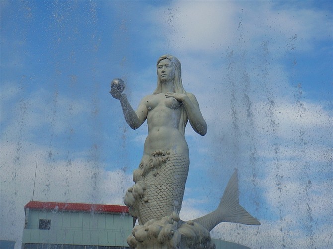美人魚石雕，漢白玉美人魚雕塑 (3)