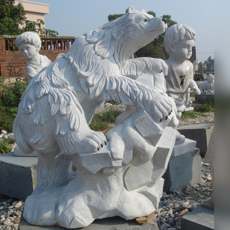 北極熊石雕，公園動(dòng)物石雕 (3)