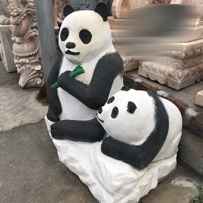 公園大熊貓石雕,景觀動物石雕 (2)