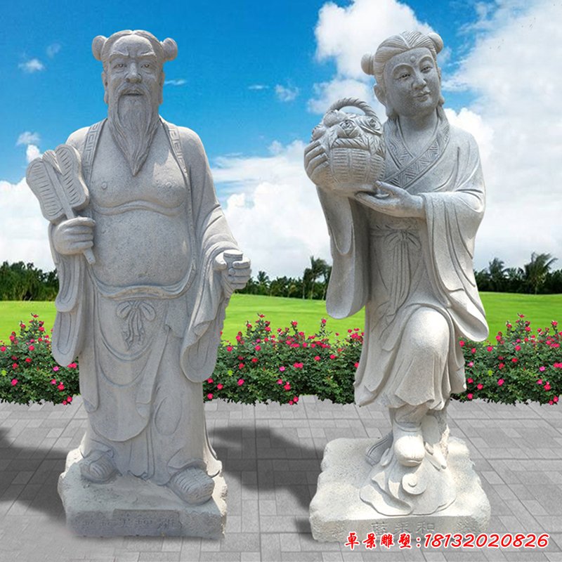 青石石雕八仙過海,古代人物雕塑