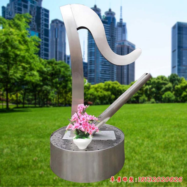 豎琴樂(lè)器不銹鋼雕塑
