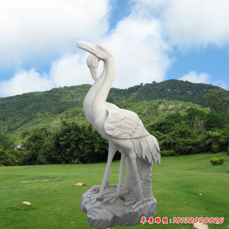 公園石雕仙鶴擺件，大理石動(dòng)物是