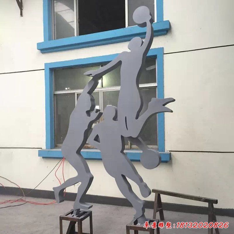 不銹鋼打籃球雕塑，廣場不銹鋼運動雕塑 (1)