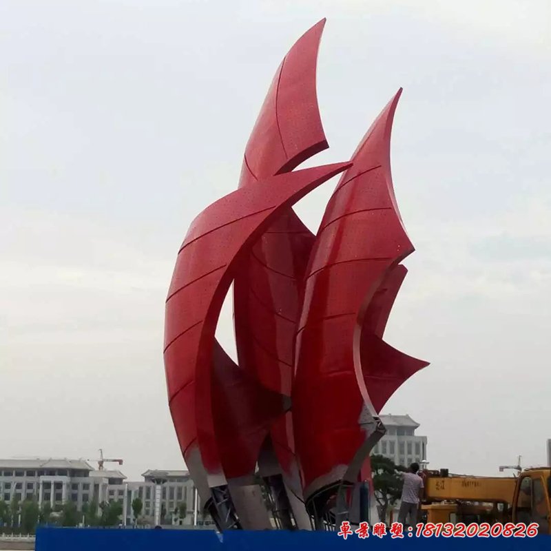 一帆風(fēng)順不銹鋼雕塑，廣場帆船雕塑