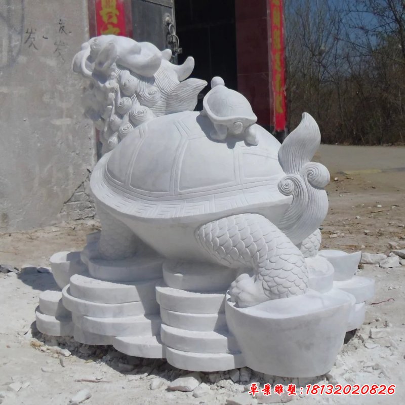 龍龜石雕，漢白玉神獸雕塑