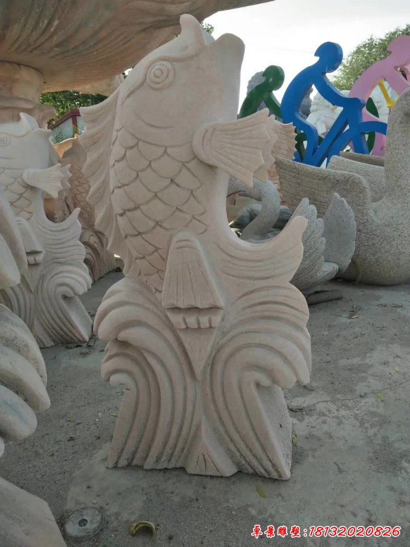 大理石鯉魚(yú)噴泉雕塑 (3)