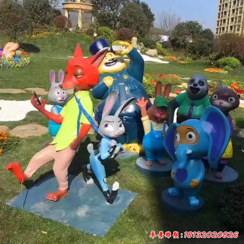 游樂場(chǎng)景觀擺件,玻璃鋼瘋狂動(dòng)物城雕塑 (2)(1)