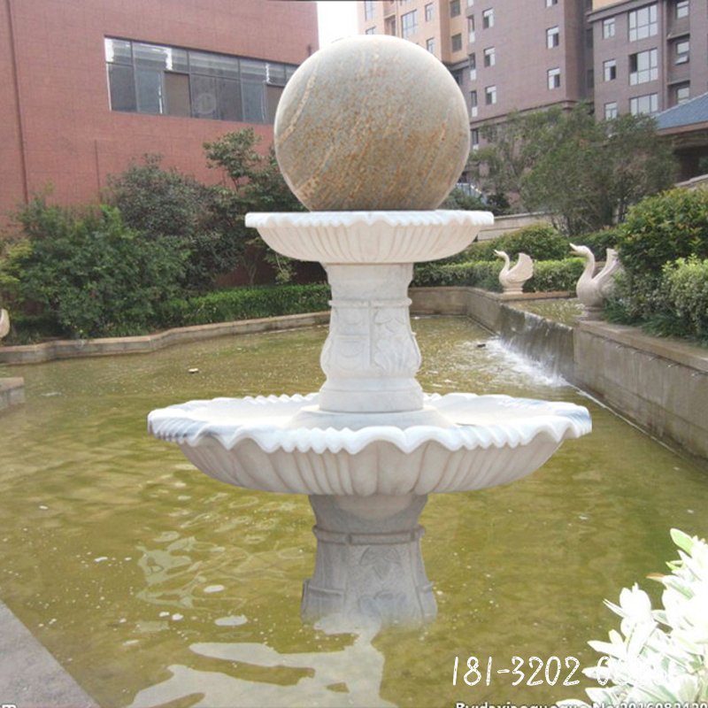 大理石雙層風水球 石雕公園景觀擺件