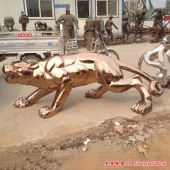 豹子雕塑 不銹鋼動(dòng)物雕塑