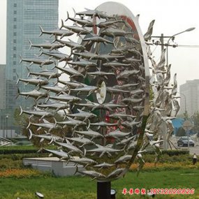 不銹鋼音樂魚雕塑
